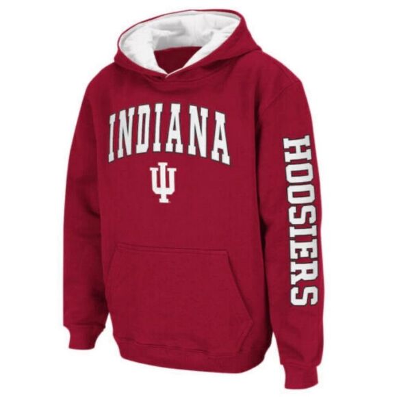 University of Indiana Hoosiers Red and White Colosseum Youth Hoodie Size Medium - Picture 1 of 6